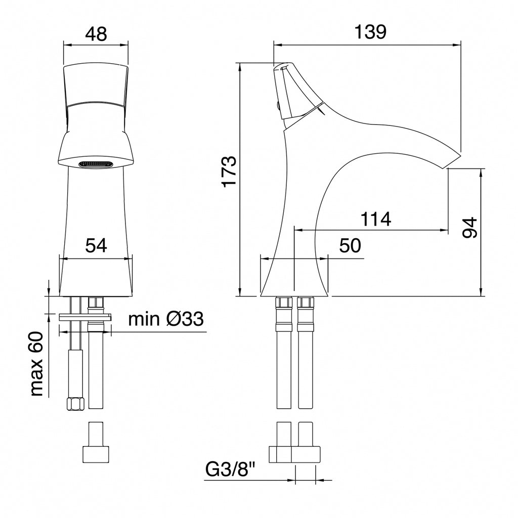Miscelatore monocomando lavabo bidet Cromo - Treemme Hedo