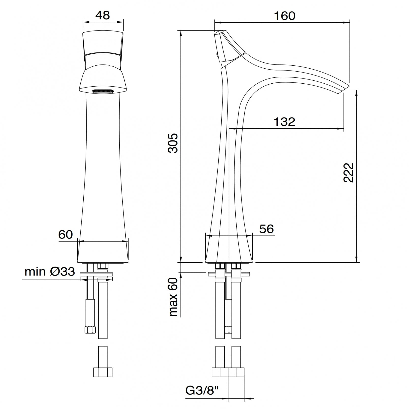 Miscelatore monocomando lavabo Cromo - Treemme Hedo