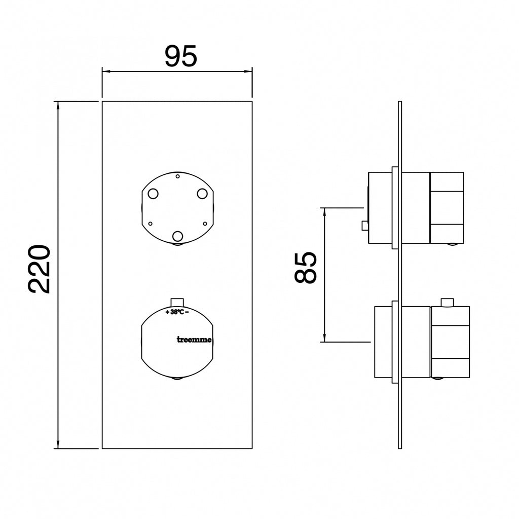 Monocomando con deviatore 2 uscite Cromo - Treemme Hedo