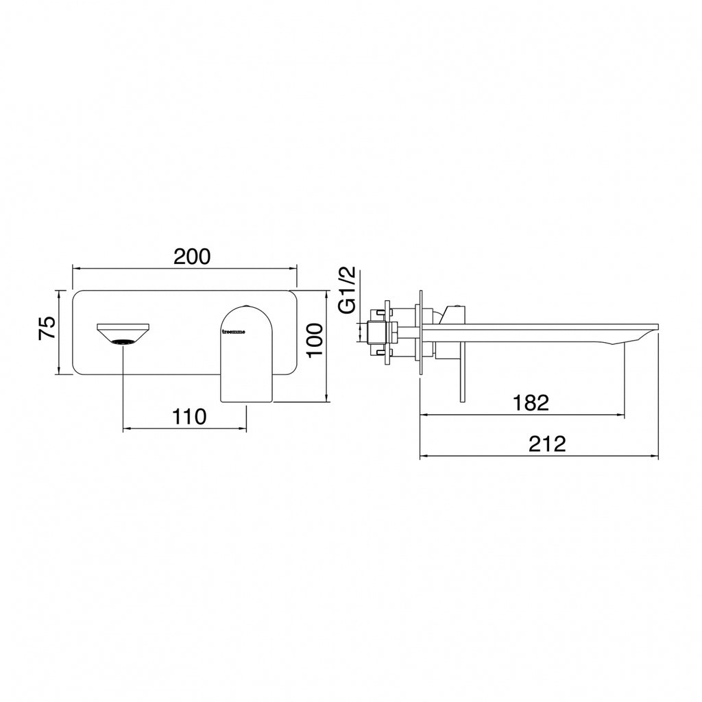 Monocomando lavabo incasso Cromo - Treemme Ran