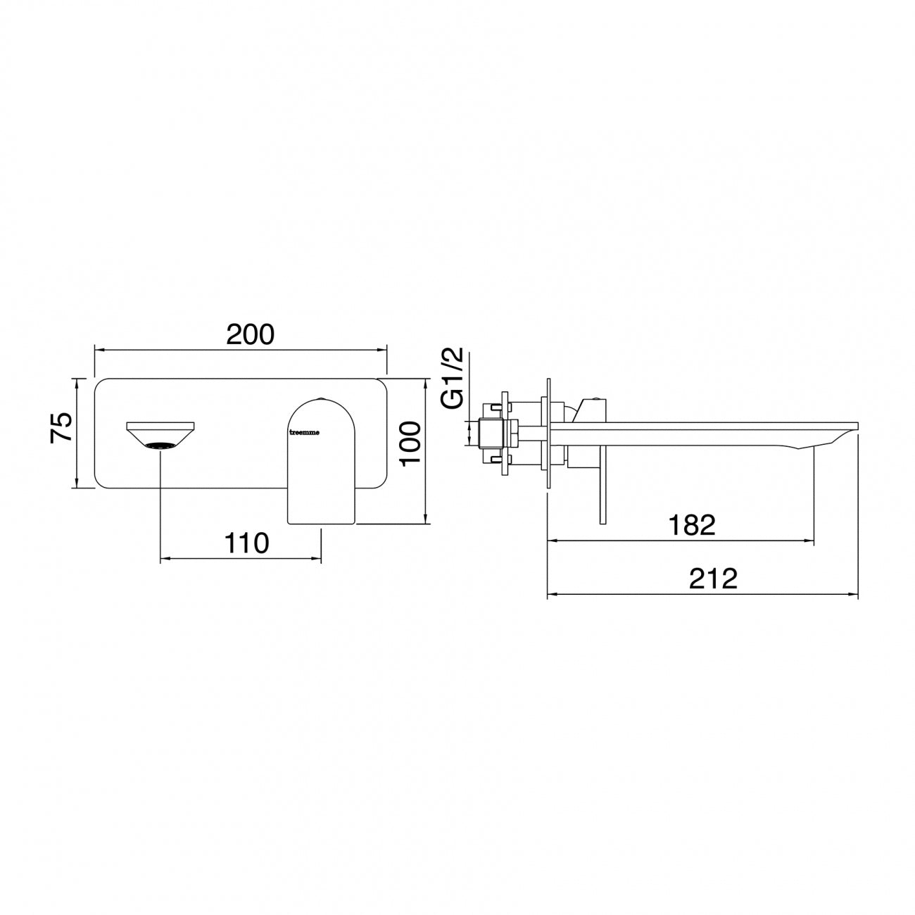 Monocomando lavabo incasso Cromo - Treemme Ran