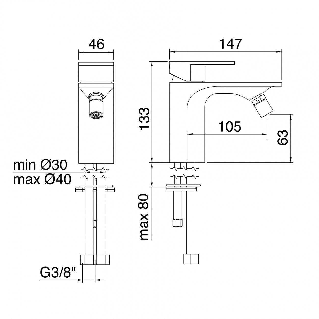 Miscelatore monocomando bidet Cromo - Treemme Ran