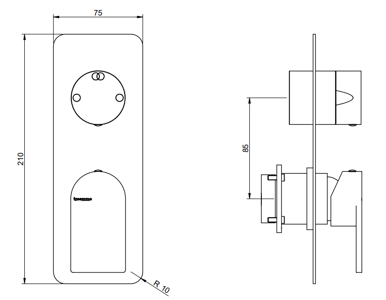 Monocomando con deviatore 2 uscite Cromo - Treemme Ran