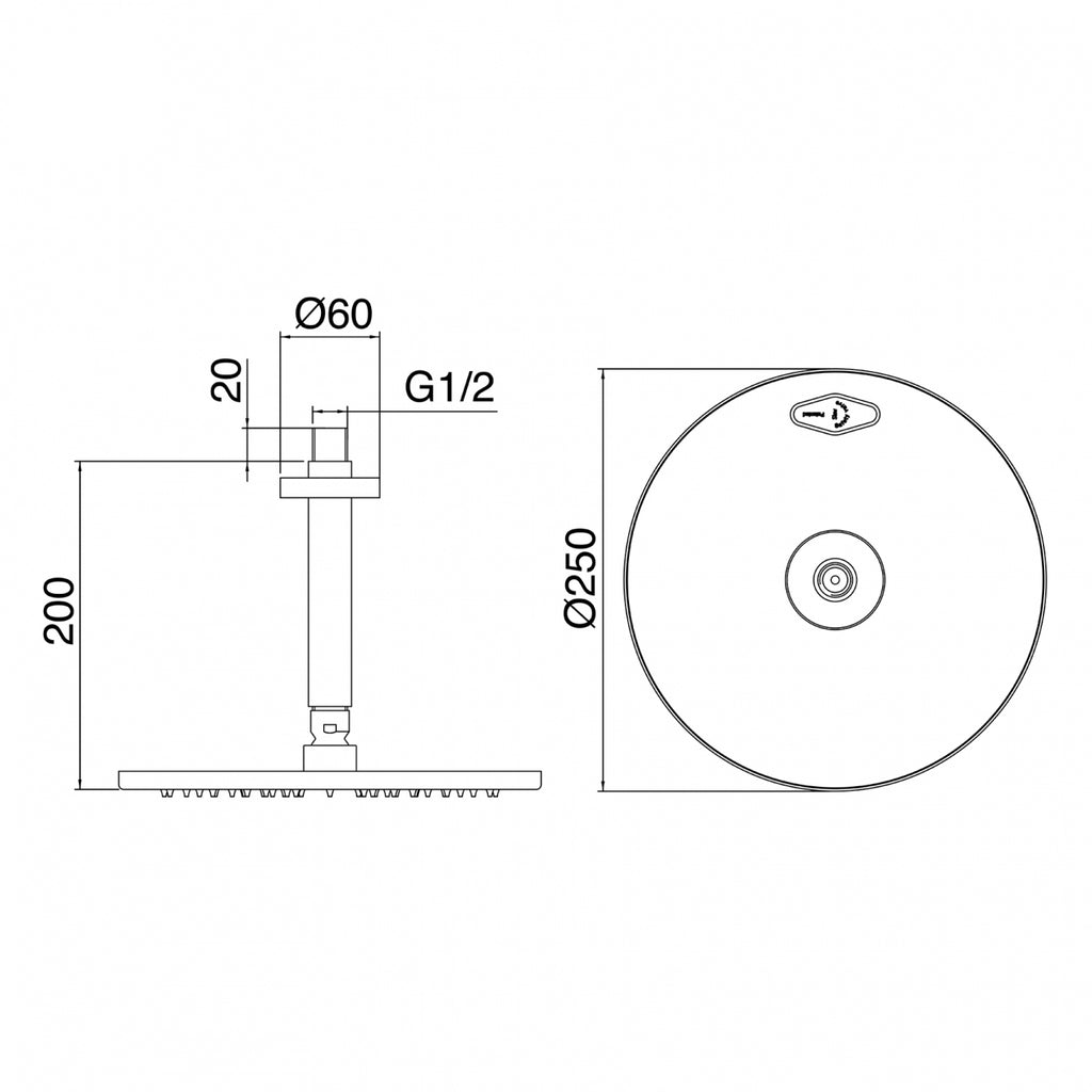 Soffione a soffitto anticalcare Cromo - Treemme Shower And Thermostatic