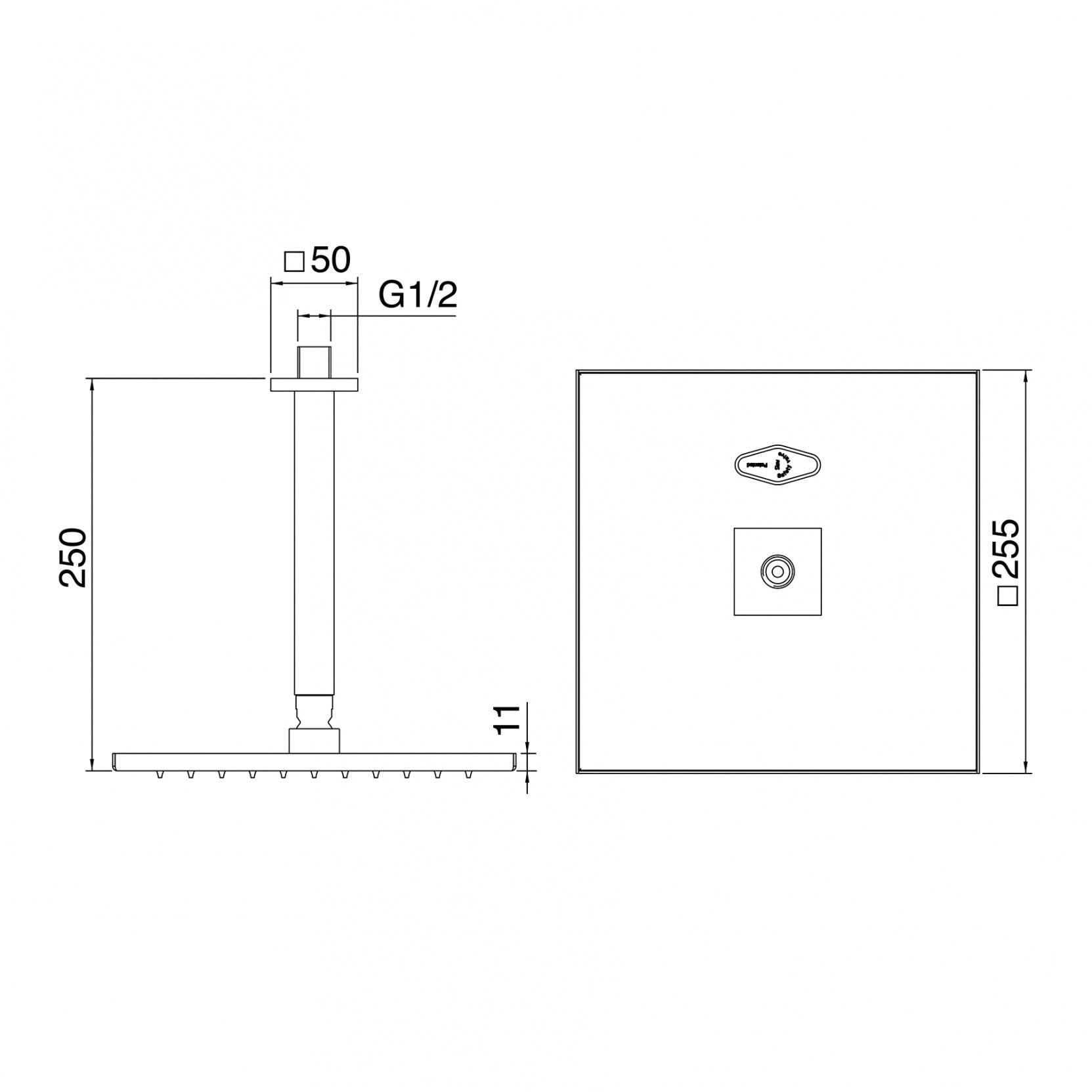 Soffione a soffitto anticalcare Cromo - Treemme Q30