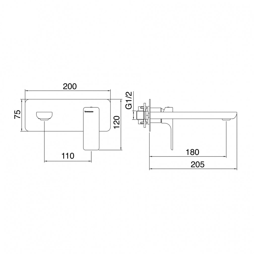 Miscelatore monocomando lavabo incasso Cromo - Treemme Hask