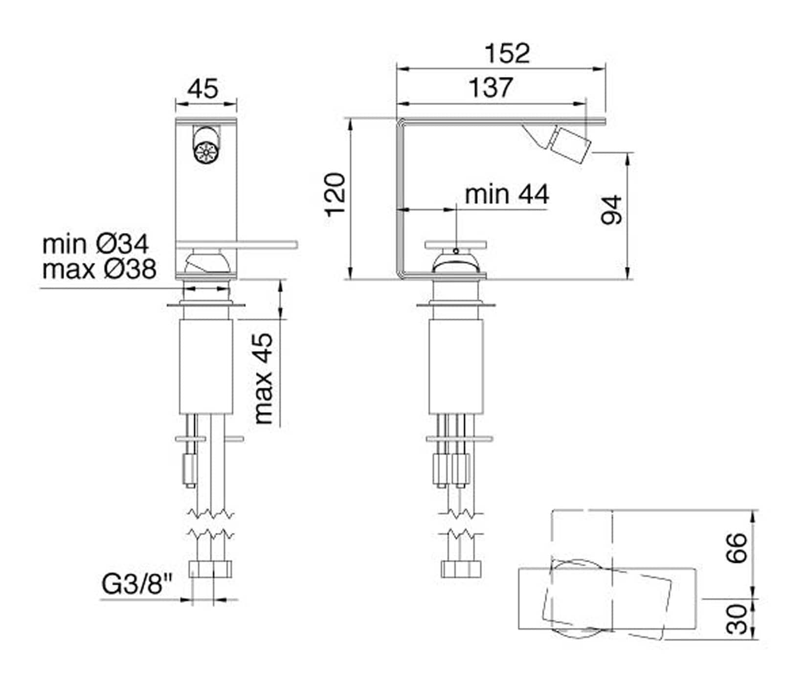 Miscelatore monocomando bidet 94 (Cod. IT-2822-IS-5M-ZZ) - Treemme 5Mm