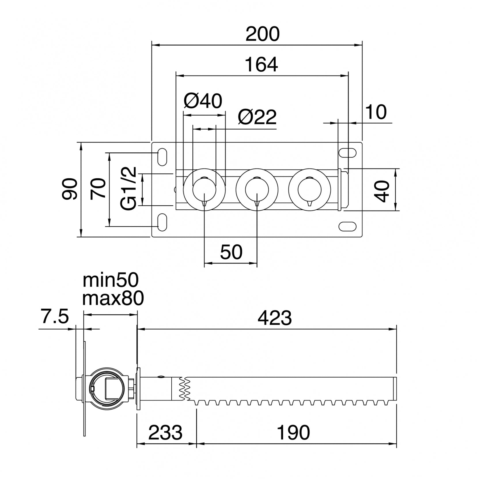 Soffione a parete (Cod. IT-6596-IS-ZZ-ZZ) - Treemme 22Mm