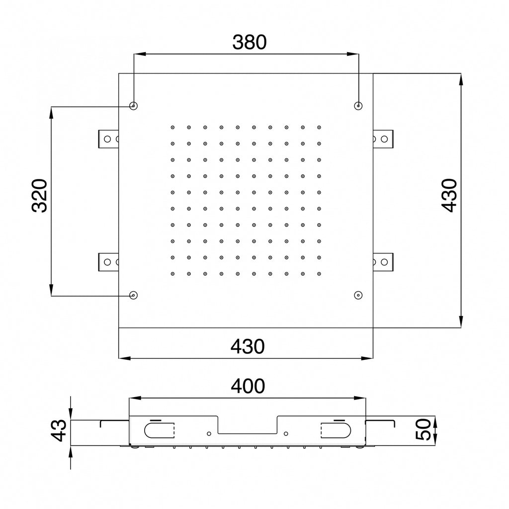 Soffione a soffitto ad incasso (Cod. IT-RTBR-300-IS) - Treemme Showers Inox