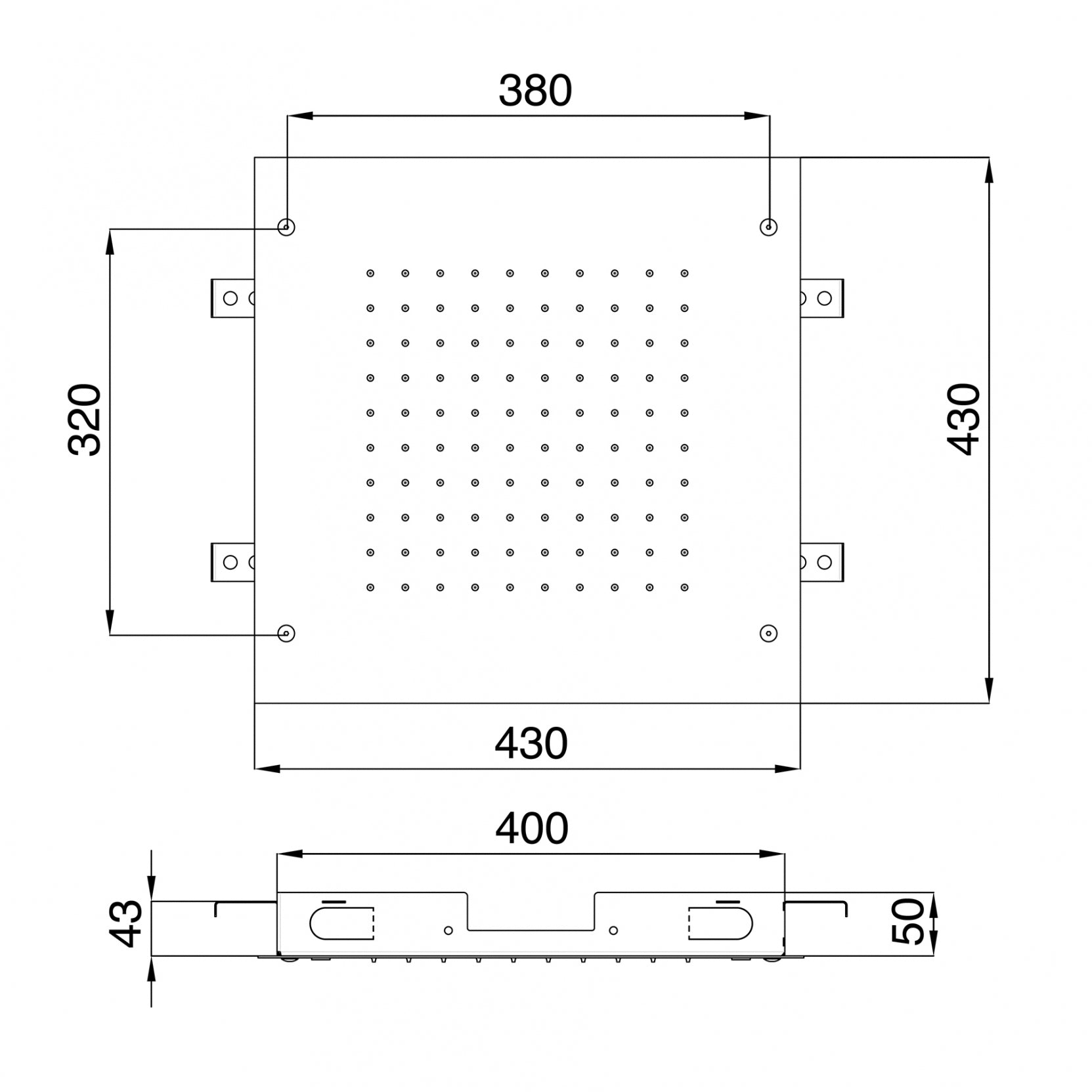 Soffione a soffitto ad incasso (Cod. IT-RTBR-300-IS) - Treemme Showers Inox