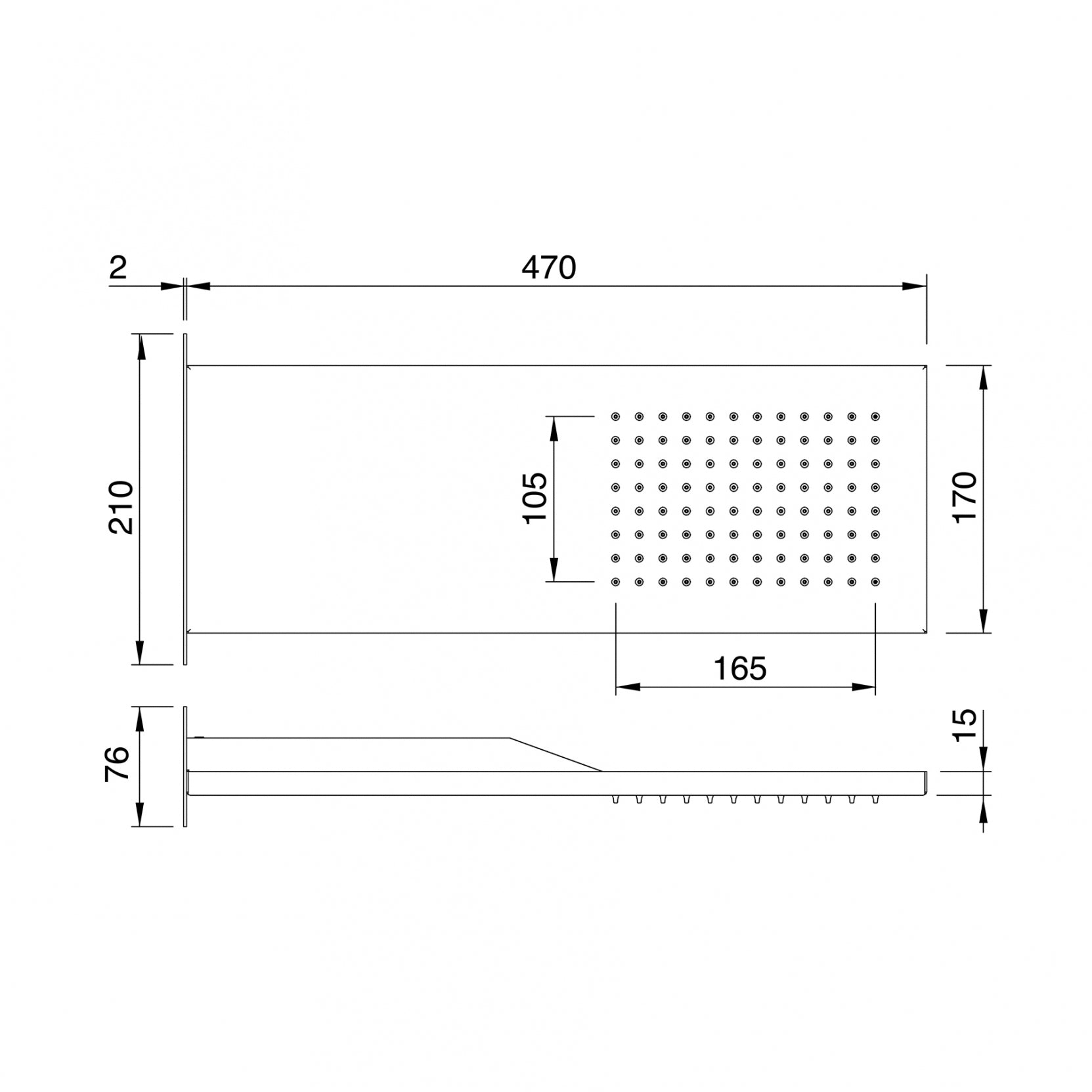 Soffione a parete (Cod. IT-RTBR-382-IS) - Treemme Showers Inox