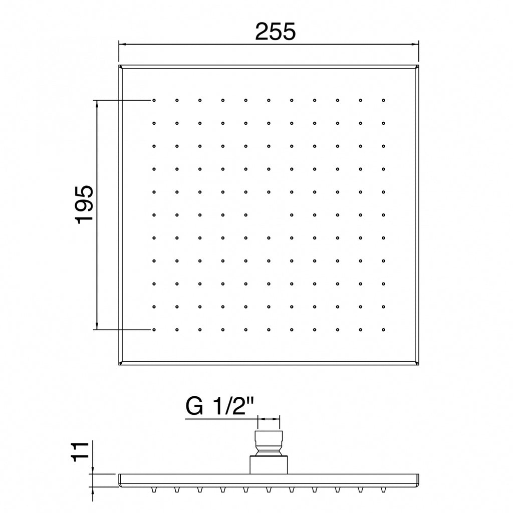 Soffione 255x255 (Cod. IT-RTBR-395-IS) - Treemme Showers Inox
