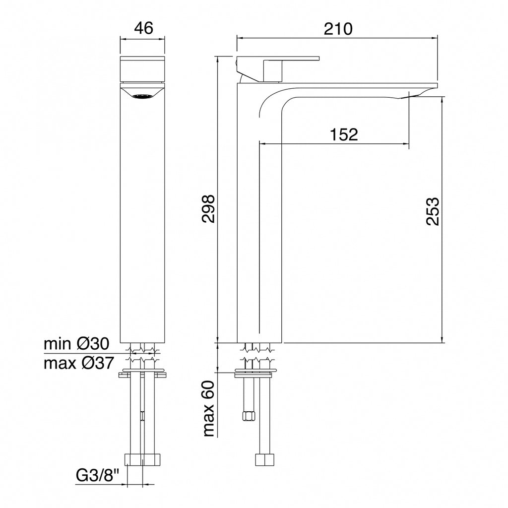 Miscelatore monocomando lavabo 253 (Cod. IT-2218-CC-RN-ZZ) - Treemme Ran