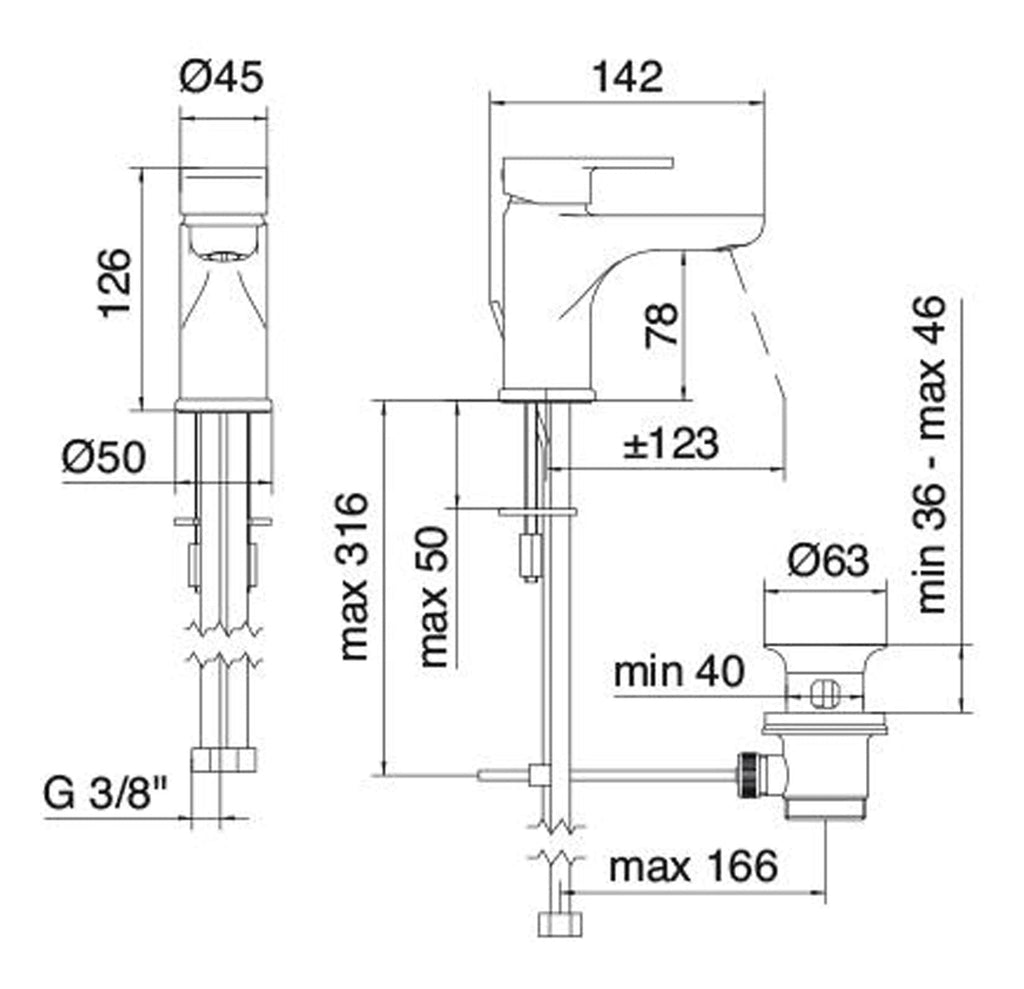 Miscelatore monocomando lavabo 78 (Cod. IT-4910-CC-KP-ZZ) - Treemme Zip