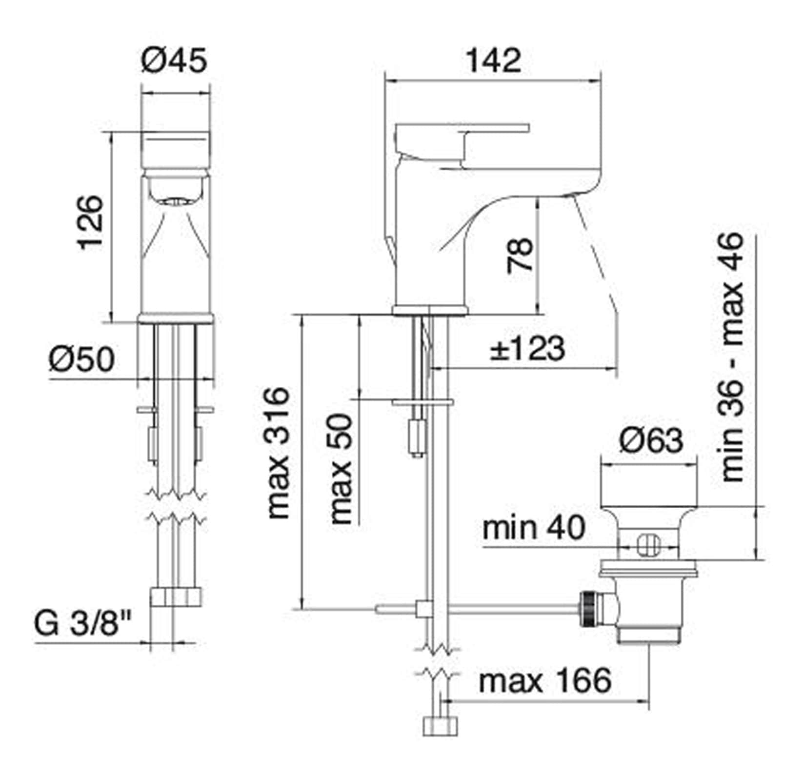 Miscelatore monocomando lavabo 78 (Cod. IT-4910-CC-KP-ZZ) - Treemme Zip
