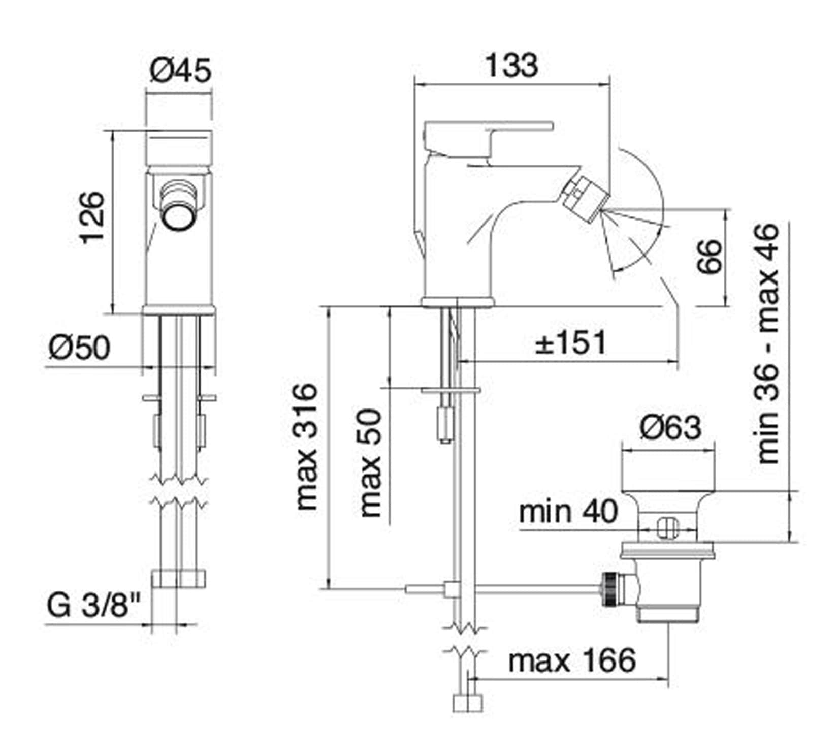 Miscelatore monocomando bidet (Cod. IT-4920-CC-KP-ZZ) - Treemme Zip