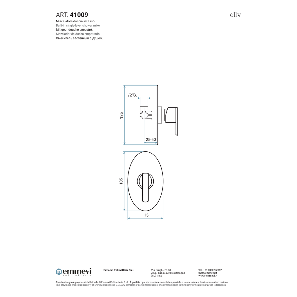 Miscelatore doccia incasso cromo (Cod. 41009) - Collezione Elly
