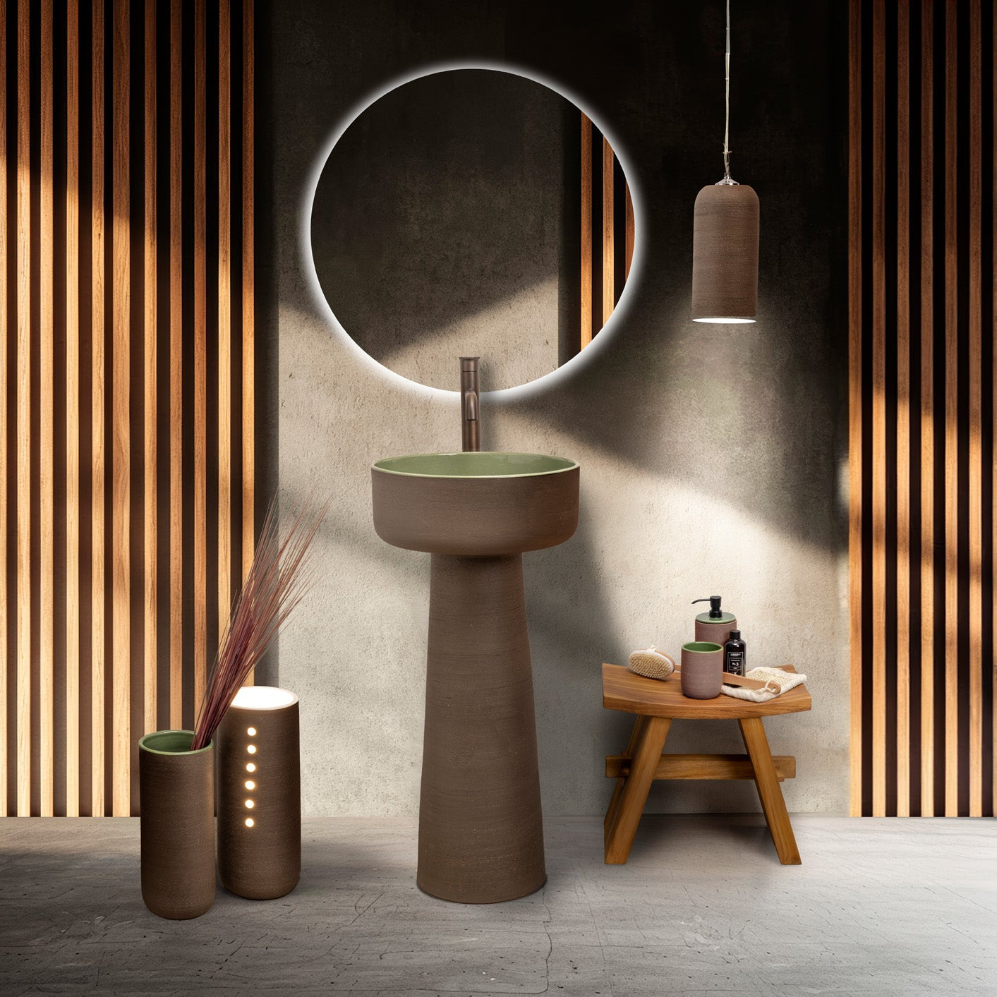 Lavabo Freestanding Index Terra Pedestal - Made in Italy