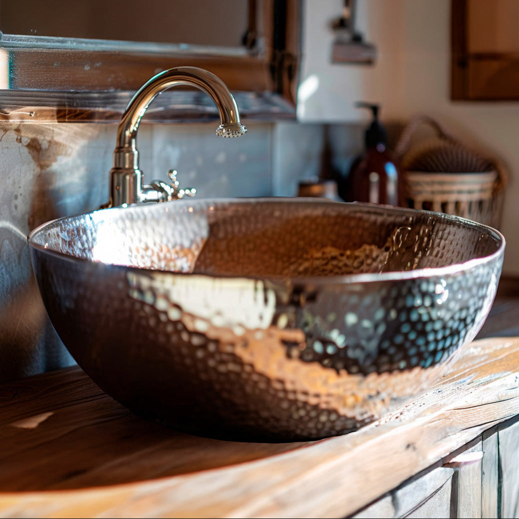 Lavabo da Appoggio New Shine in Ottone Martellato