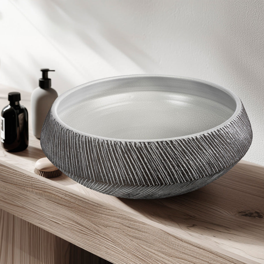 Lavabo da Appoggio Tuareg con Disegni Fatti a Mano - Made in Italy