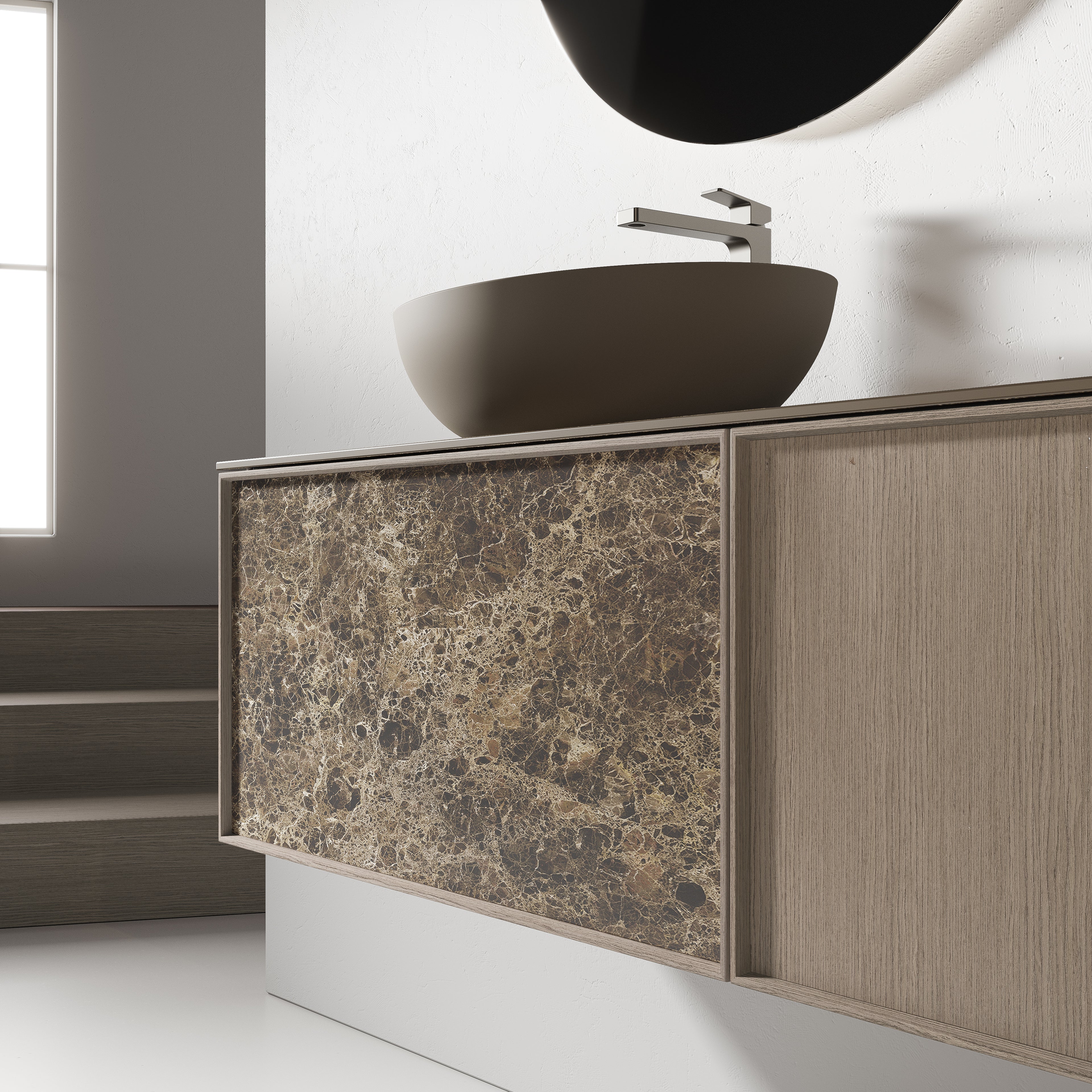 Mobile Lavabo Sospeso D11 in Gres Porcellanato H 45 x L 90 (x2) - Mobiltesino
