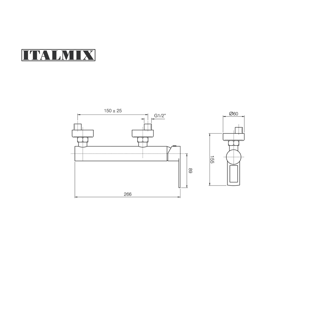 Miscelatore monocomando doccia esterno cromo set doccia escluso (Cod. NI0400) - Italmix Niagara