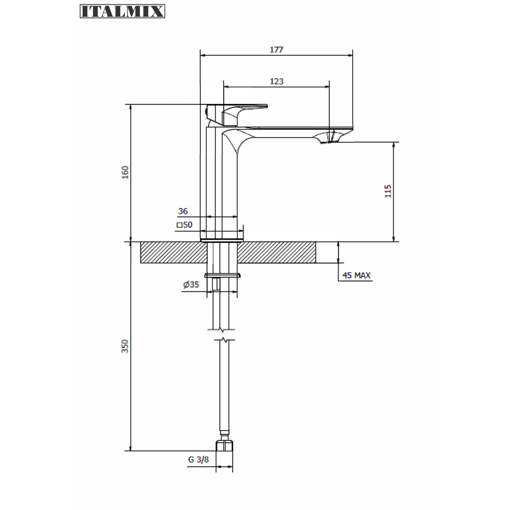 Miscelatore monocomando lavabo con scarico click-clack cromo (Cod. ON0207) - Italmix Onda