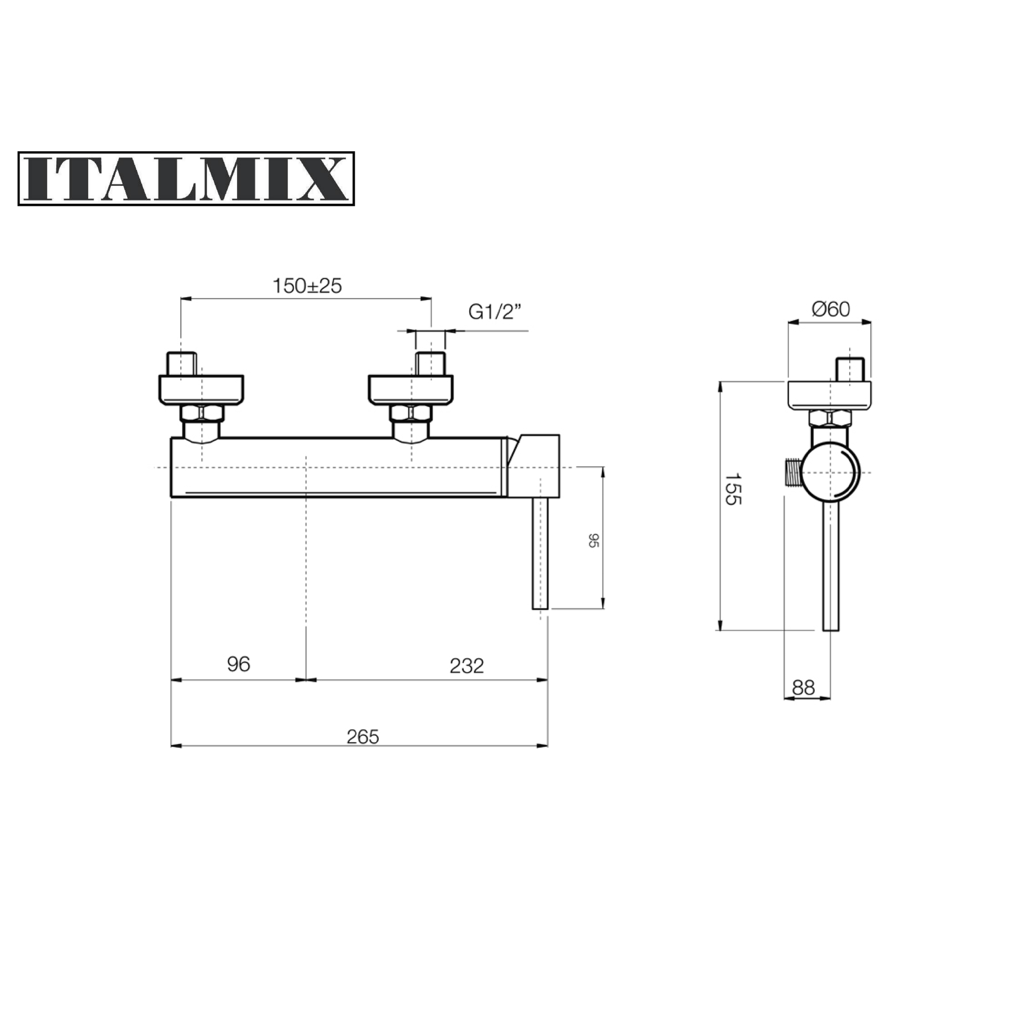 Miscelatore monocomando doccia esterno cromo (Cod. ON0400) - Italmix Unica