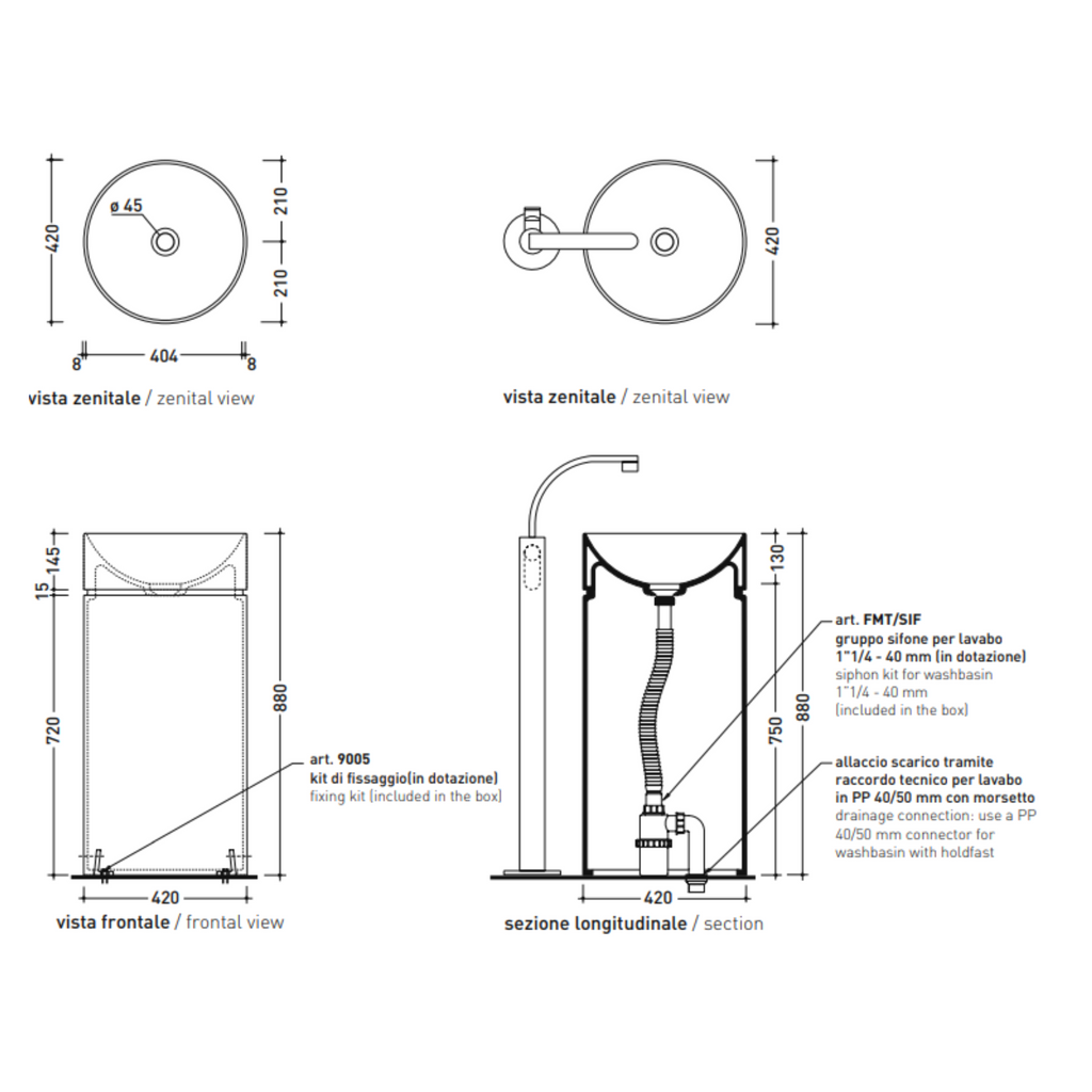 Flaminia MONOTWIN SLIM lavabo centro stanza MTC42C