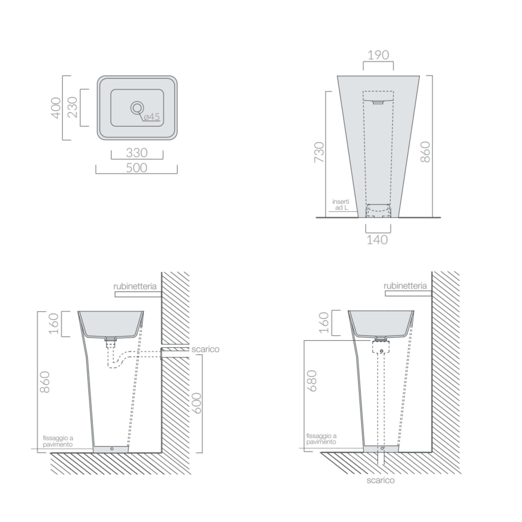 Galassia Meg11 lavabo monolite 50x40
