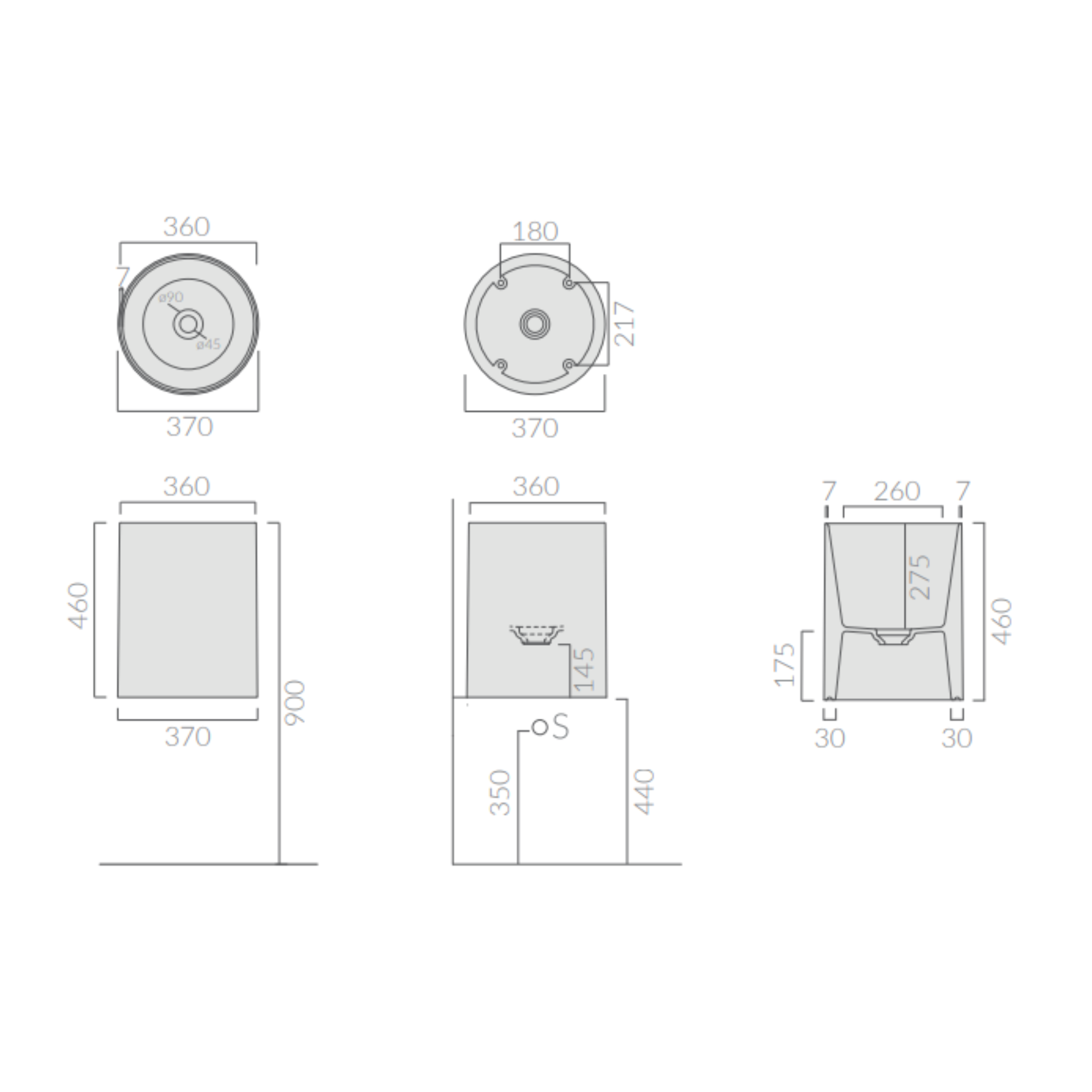 Galassia Core 7305 lavabo Ø37 da appoggio
