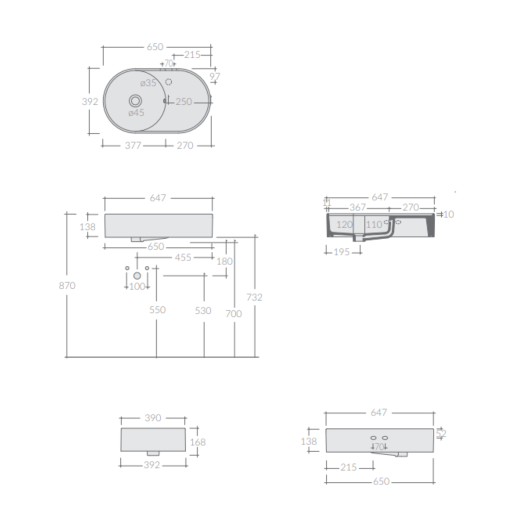 Galassia T65 7702 lavabo sospeso 65x39