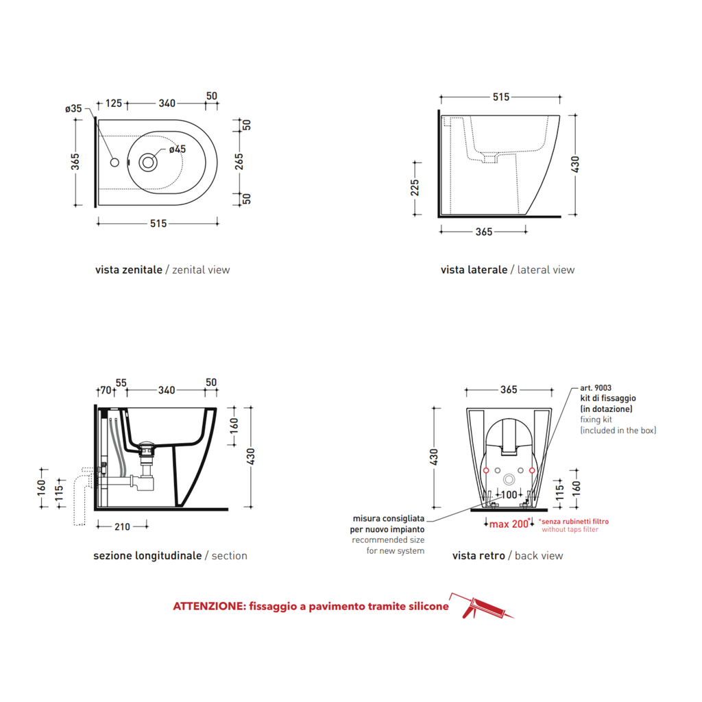 Flaminia Link51 LK219 bidet filo muro