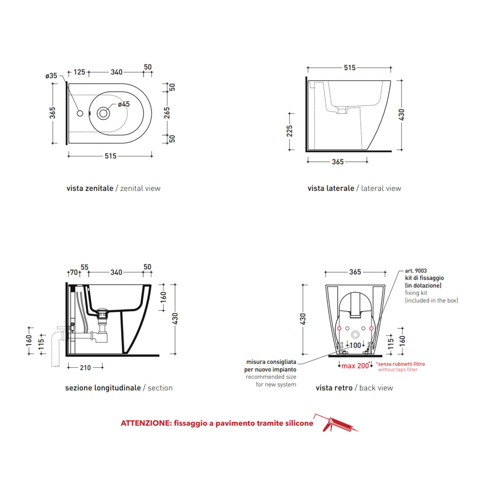 Flaminia Link51 LK219 bidet filo muro