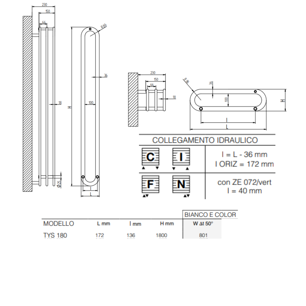 Radiatore Idraulico Tys Cm 180 - Brandoni