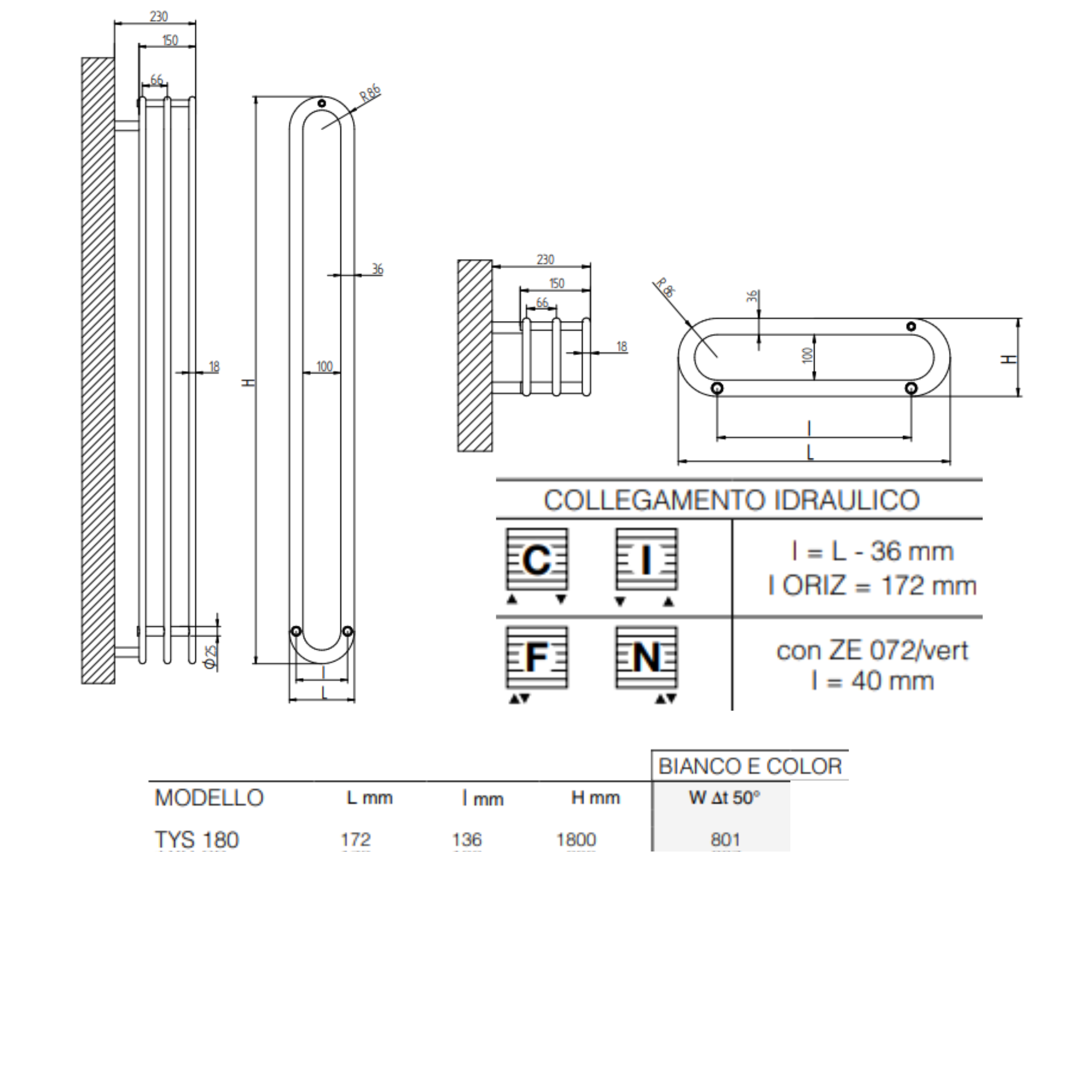 Radiatore Idraulico Tys Cm 180 - Brandoni