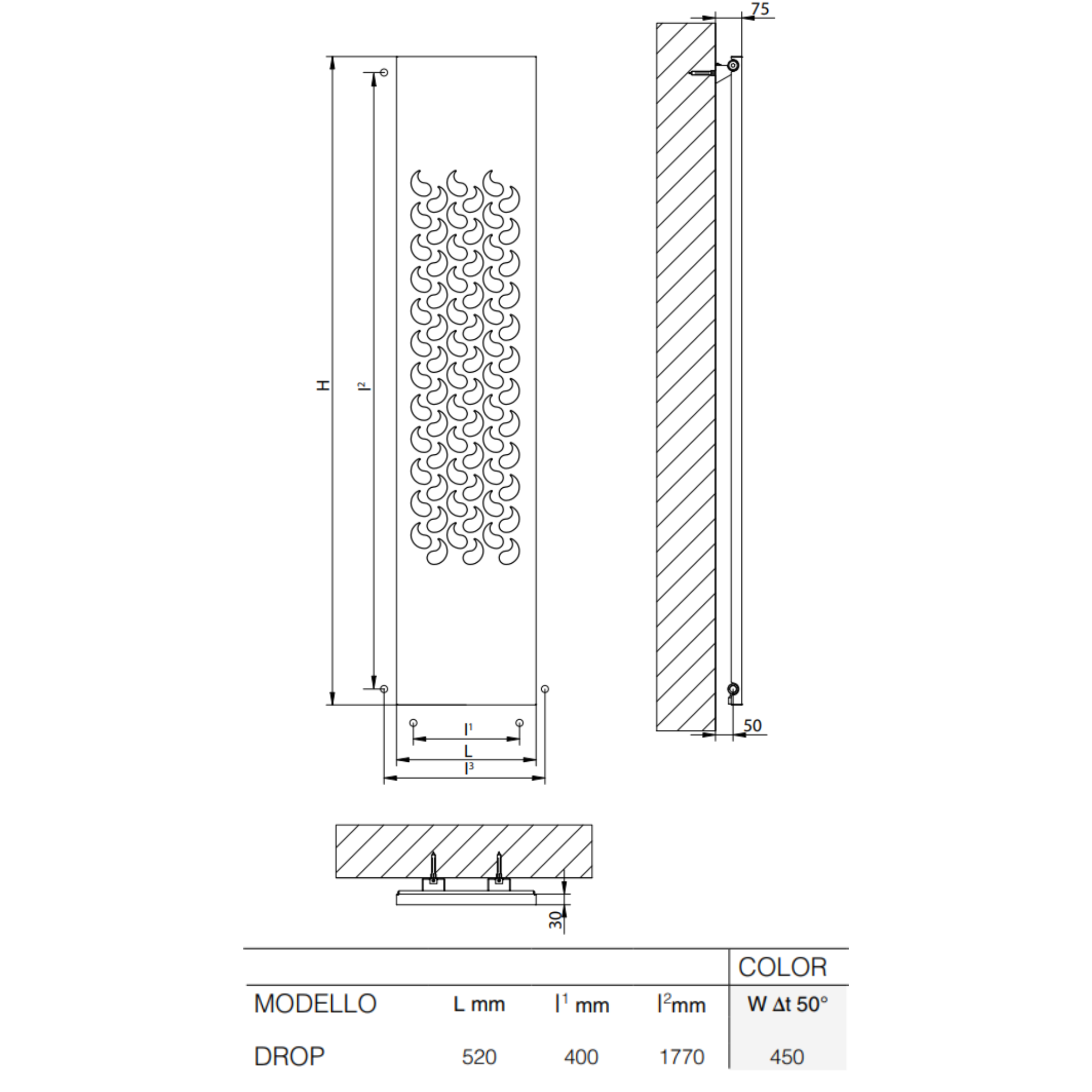 Radiatore Idraulico o Elettrico  Drop - Brandoni