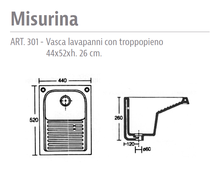 Lavapanni in Ceramica Misurina 50x45 (Art. 301) - Ceramiche Affatato