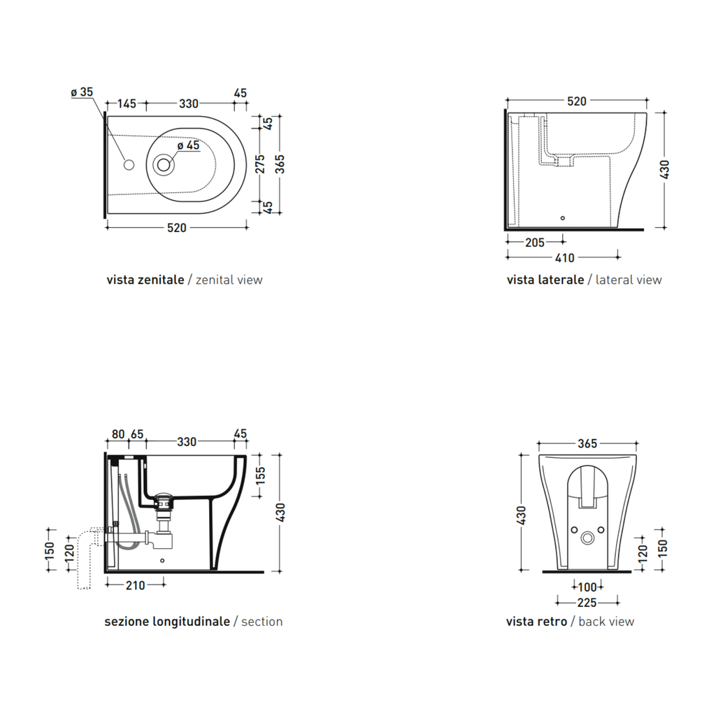 Flaminia APPLIGHT AP217 bidet filo muro