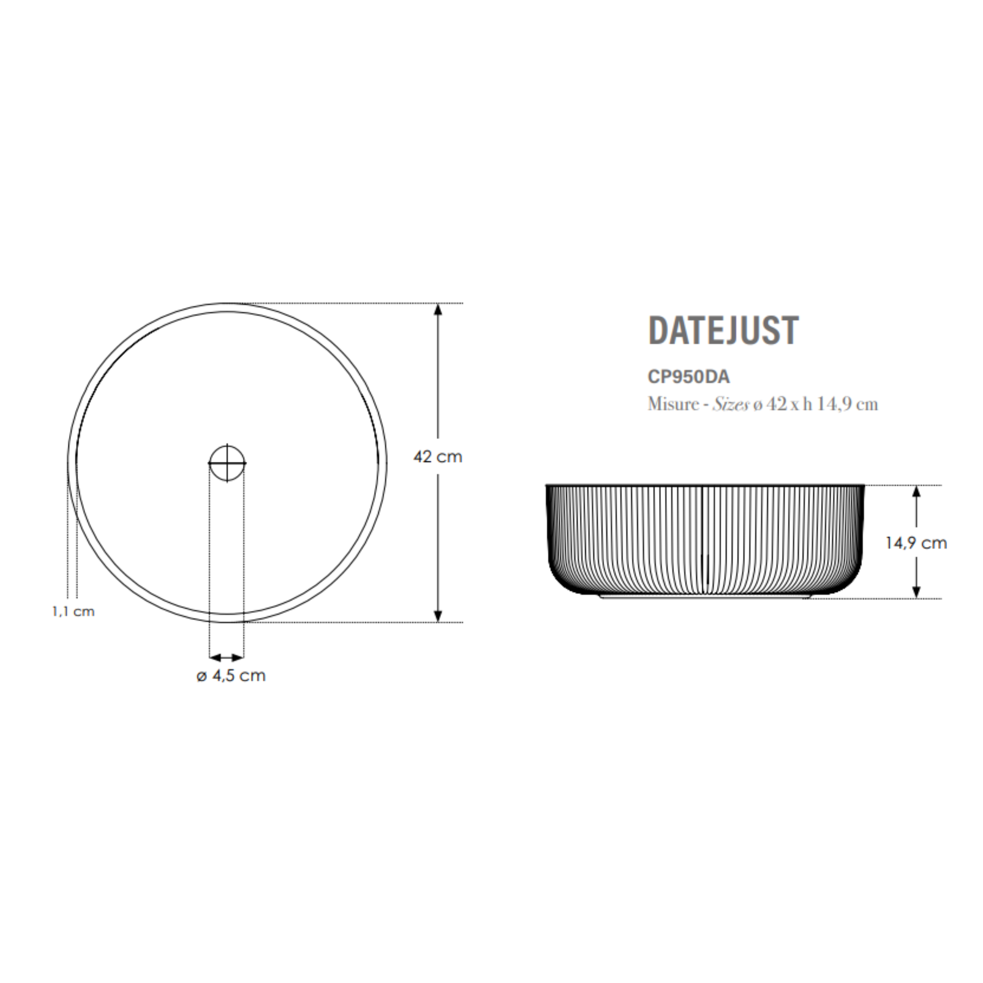 Lavabo da Appoggio Datejust in Vetro Veneziano - Made in Italy
