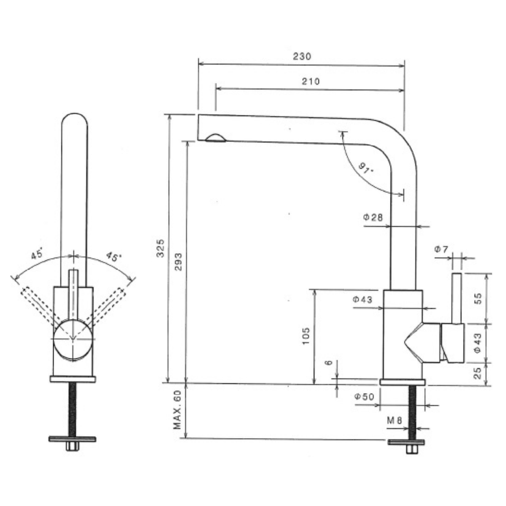 Miscelatore lavello canna orientabile in acciaio aisi 316 (Cod. IN0800) - Italmix