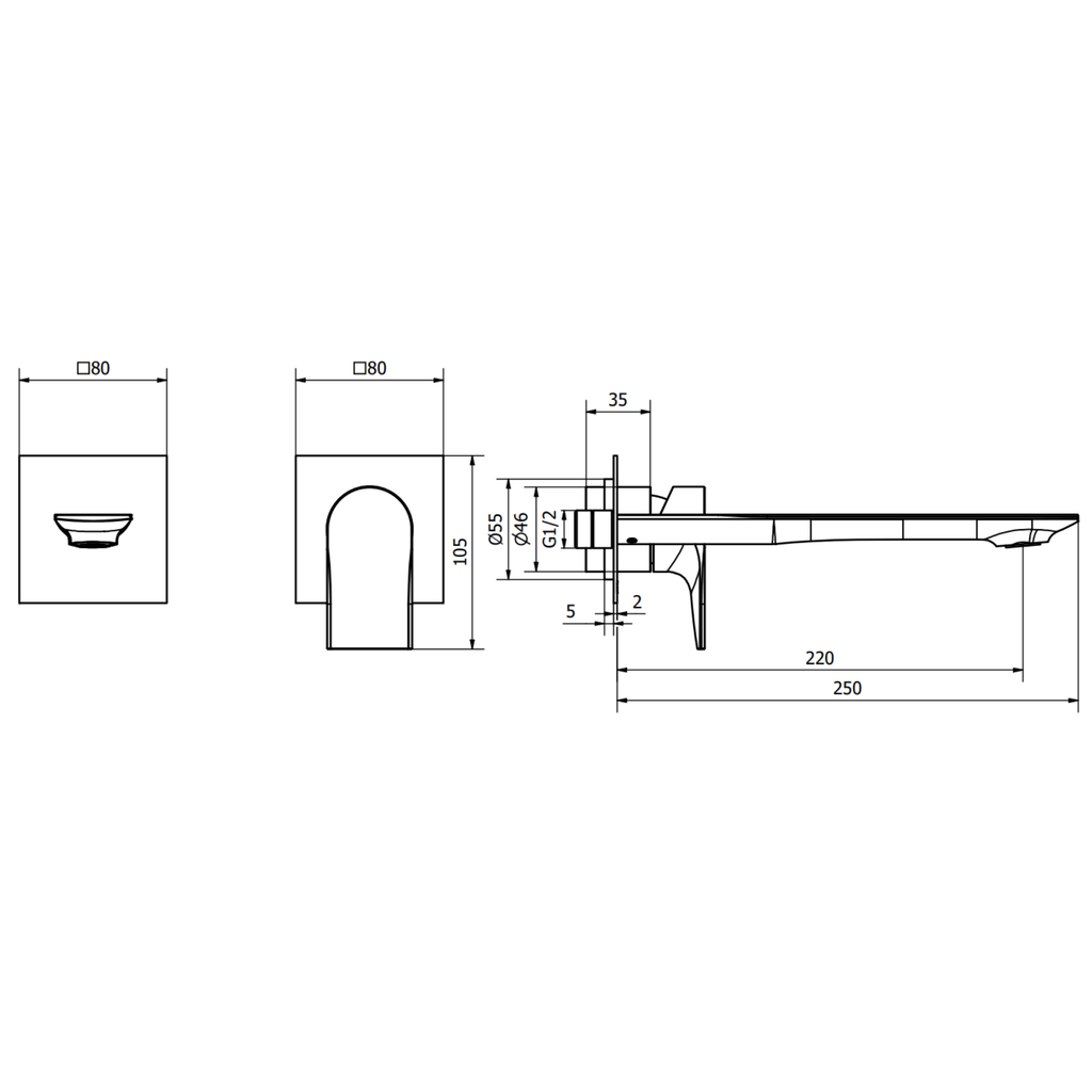 Miscelatore monocomando lavabo incasso a parete senza scarico (Cod. ON0509) - Italmix Onda