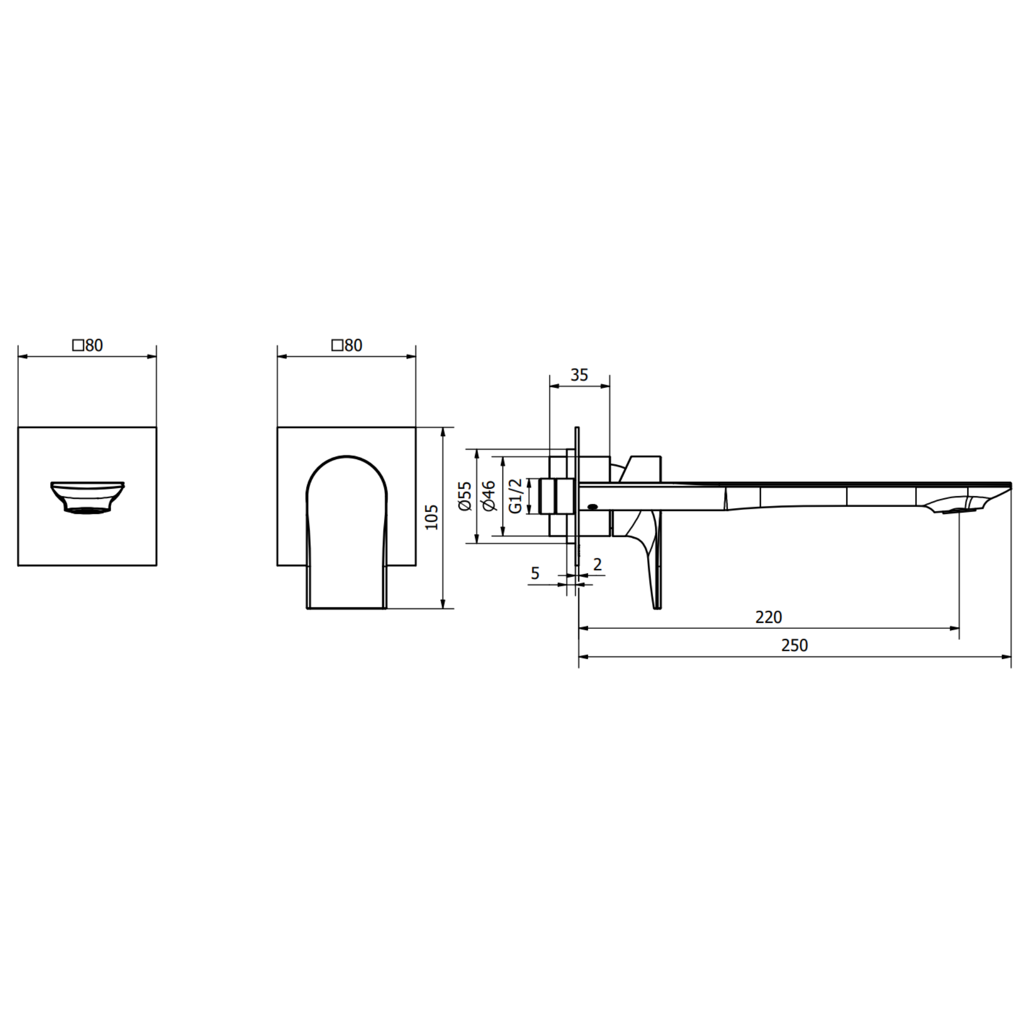 Miscelatore monocomando lavabo incasso a parete senza scarico (Cod. ON0509) - Italmix Onda
