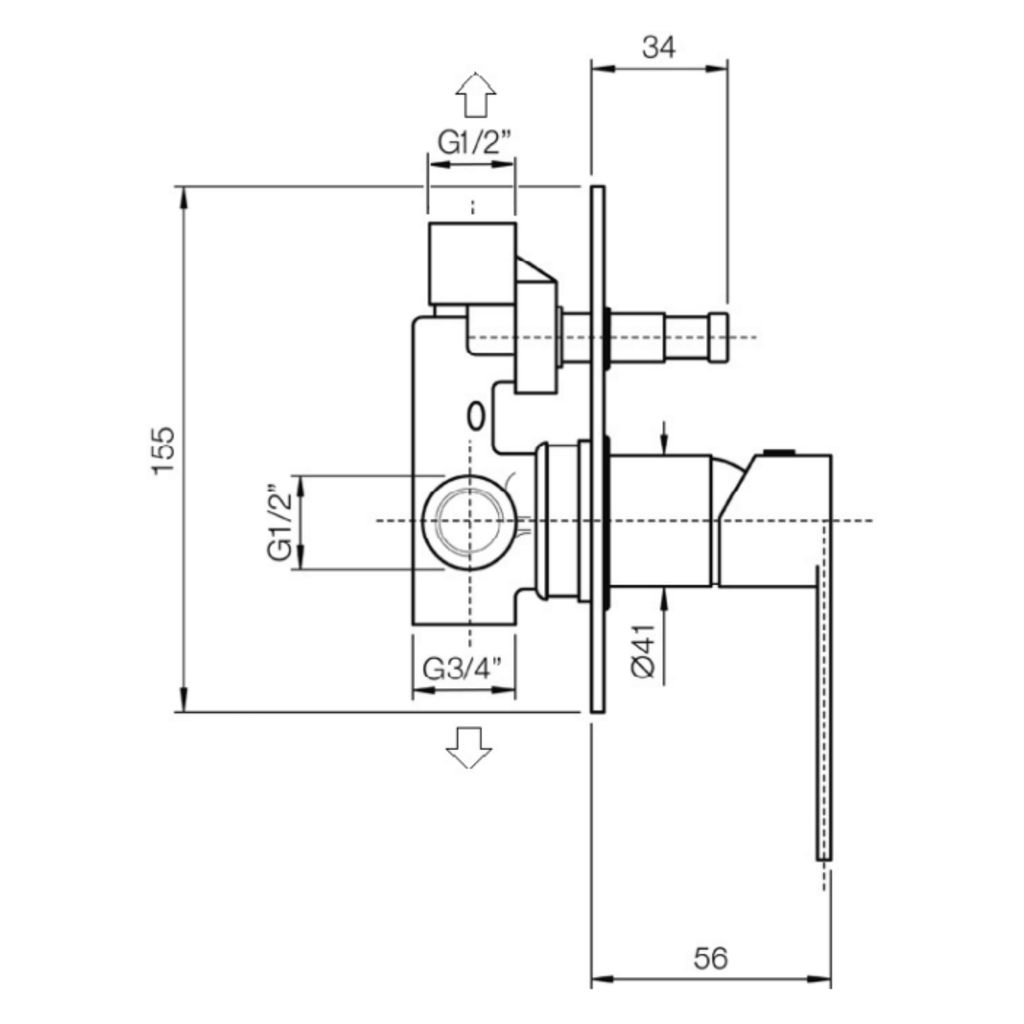 Miscelatore monocomando doccia incasso con deviatore cromo (Cod. NI0560) - Italmix Niagara