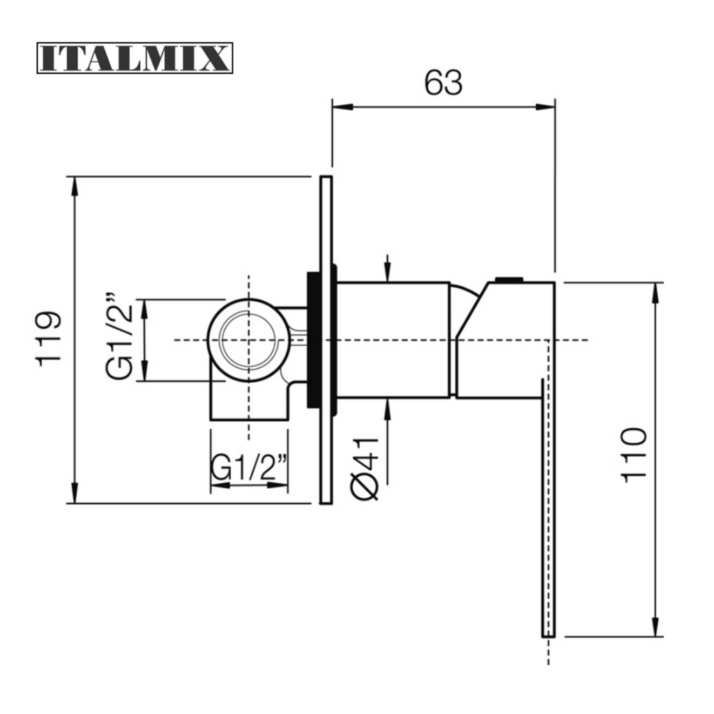 Miscelatore monocomando doccia incasso cromo (Cod. NI0500) - Italmix Niagara