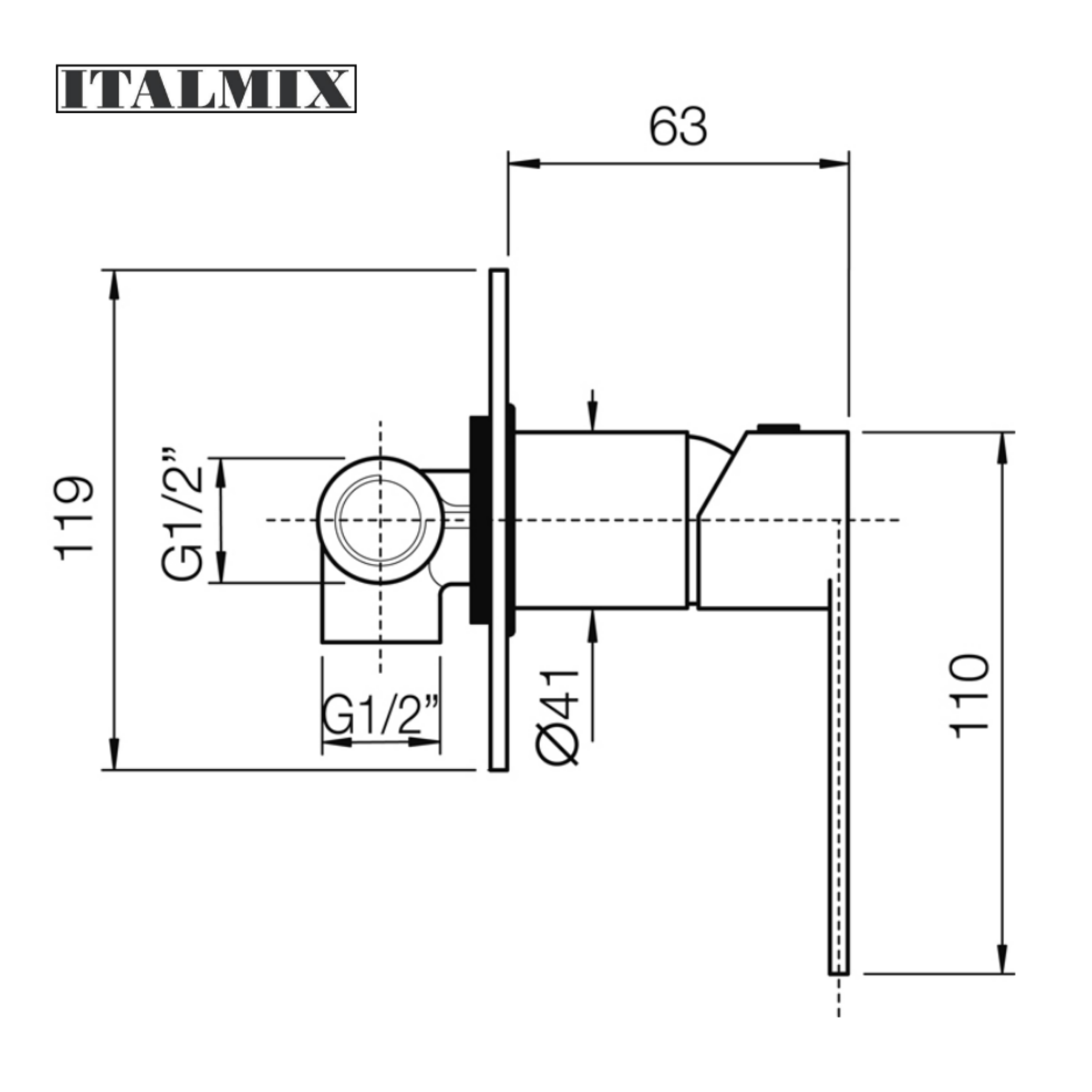 Miscelatore monocomando doccia incasso cromo (Cod. NI0500) - Italmix Niagara