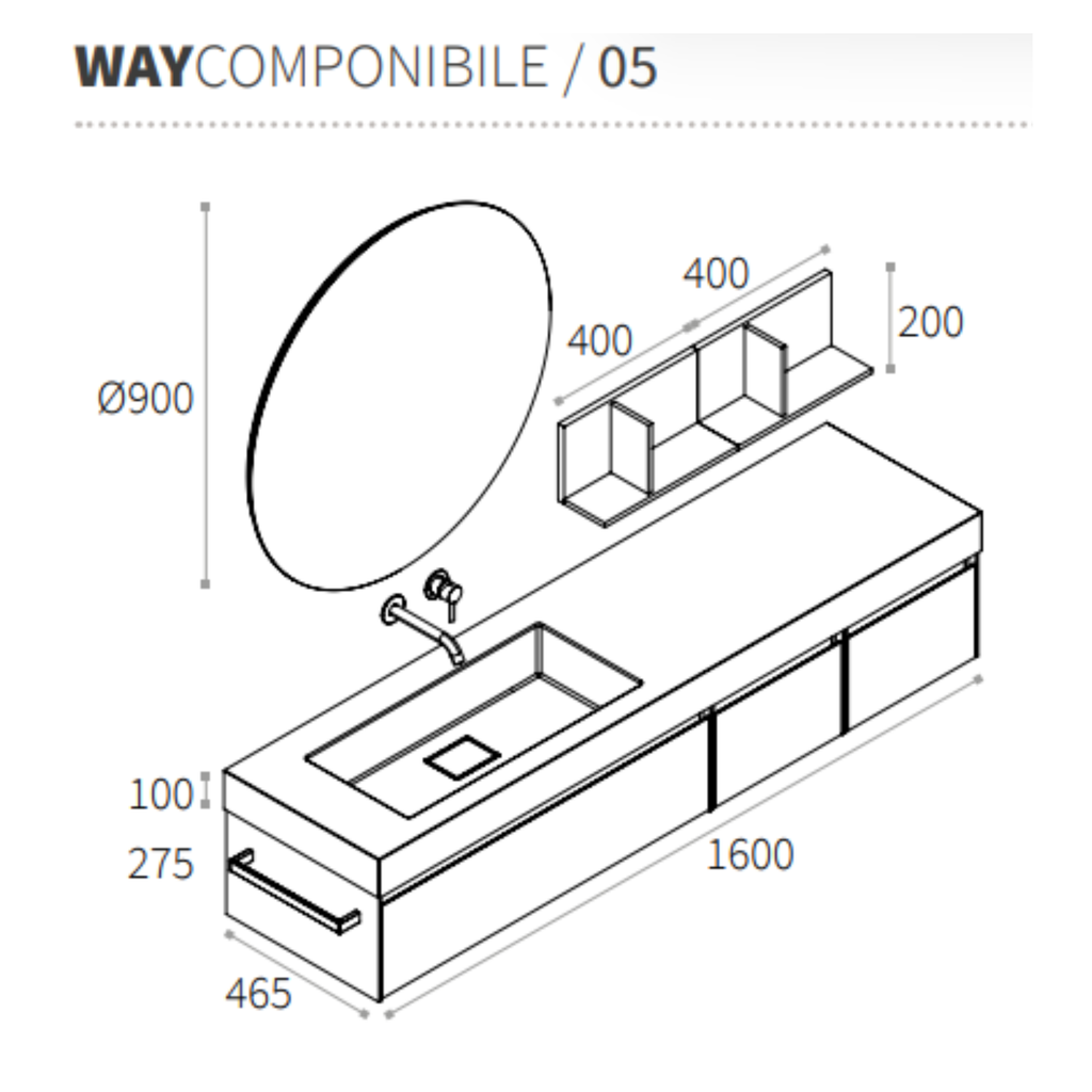 Mobile Berloni Bagno Way Componibile 05 - L 160 cm
