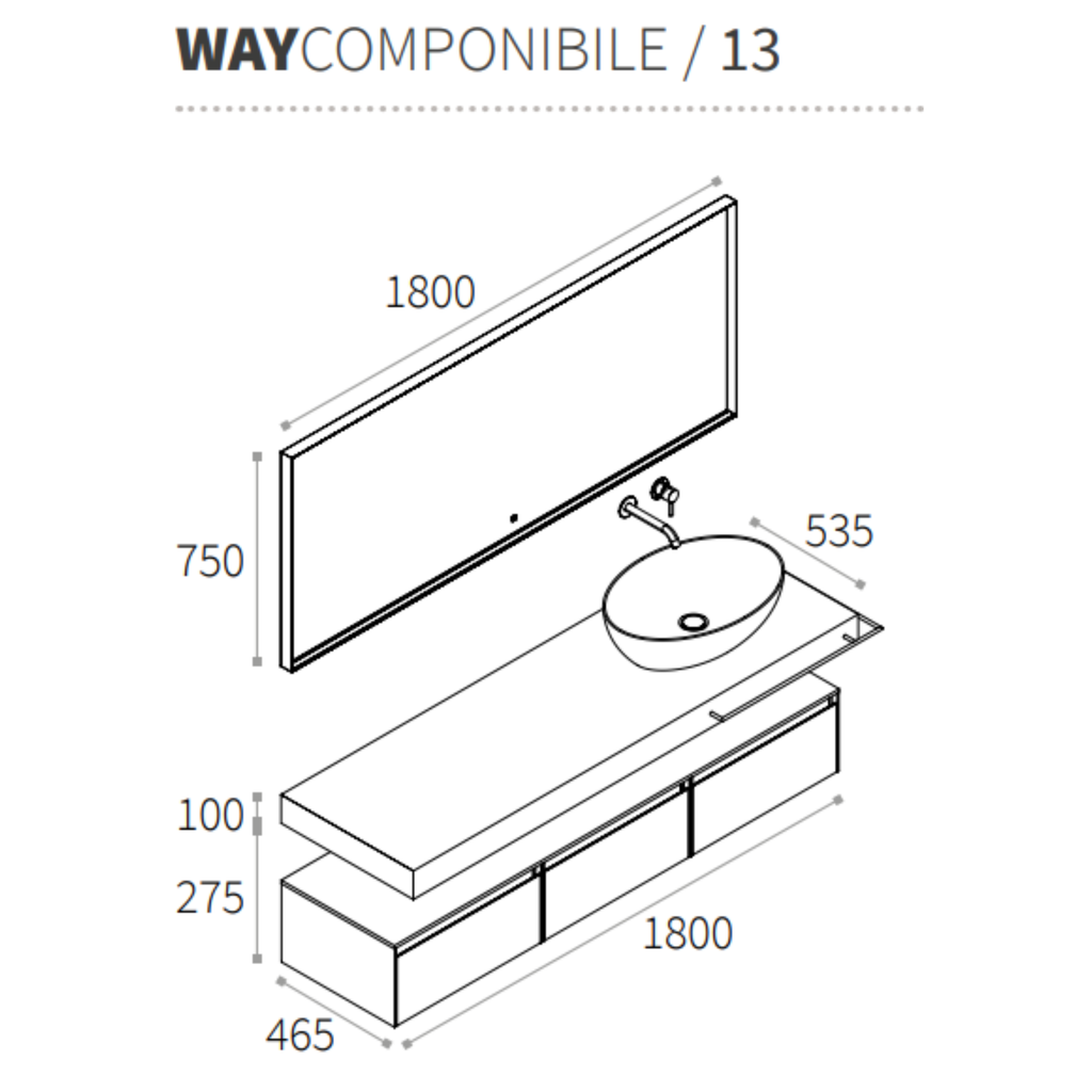 Mobile Berloni Bagno Way Componibile 13 - L 180 cm
