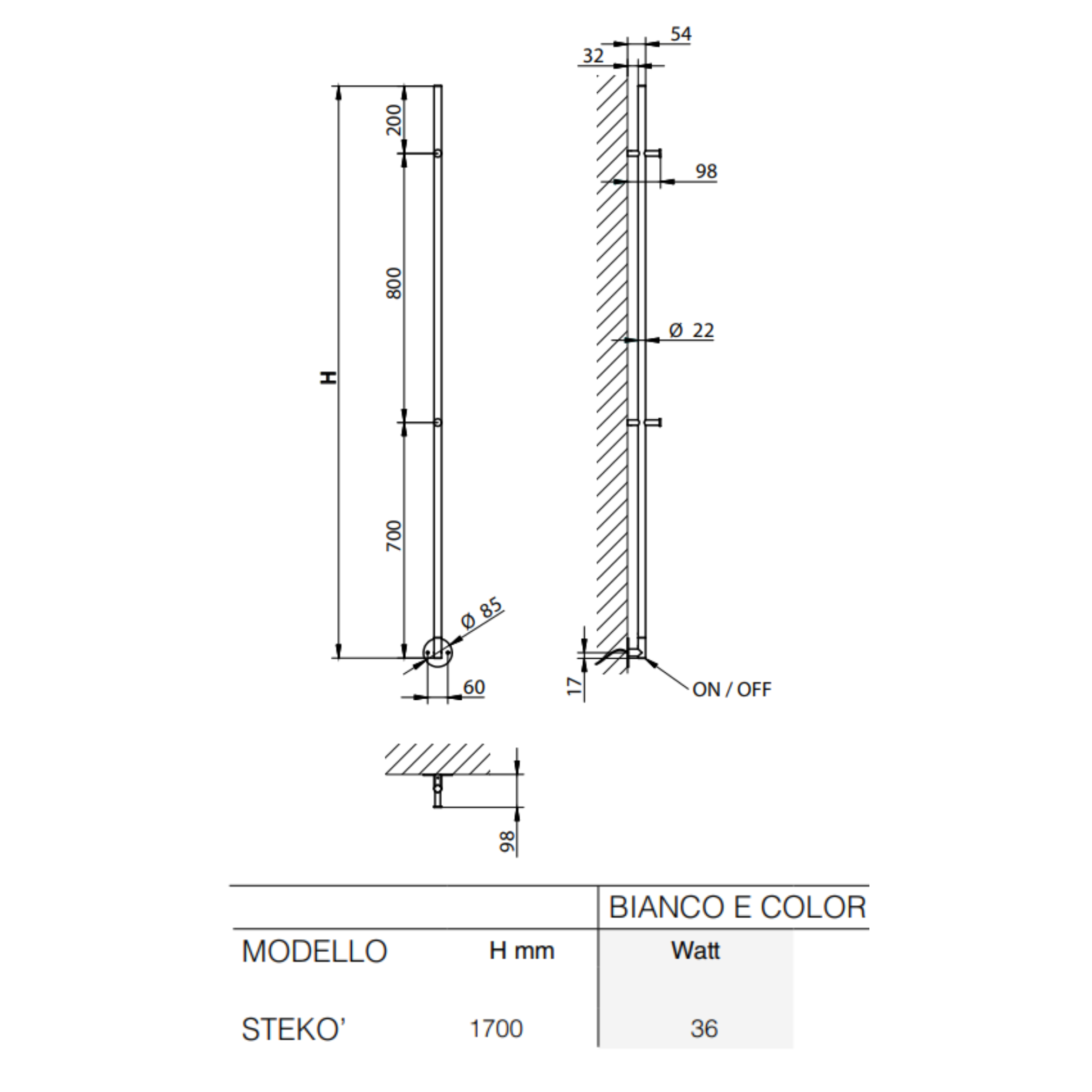 Scaldasalviette Elettrico Steko Elettrico - Brandoni