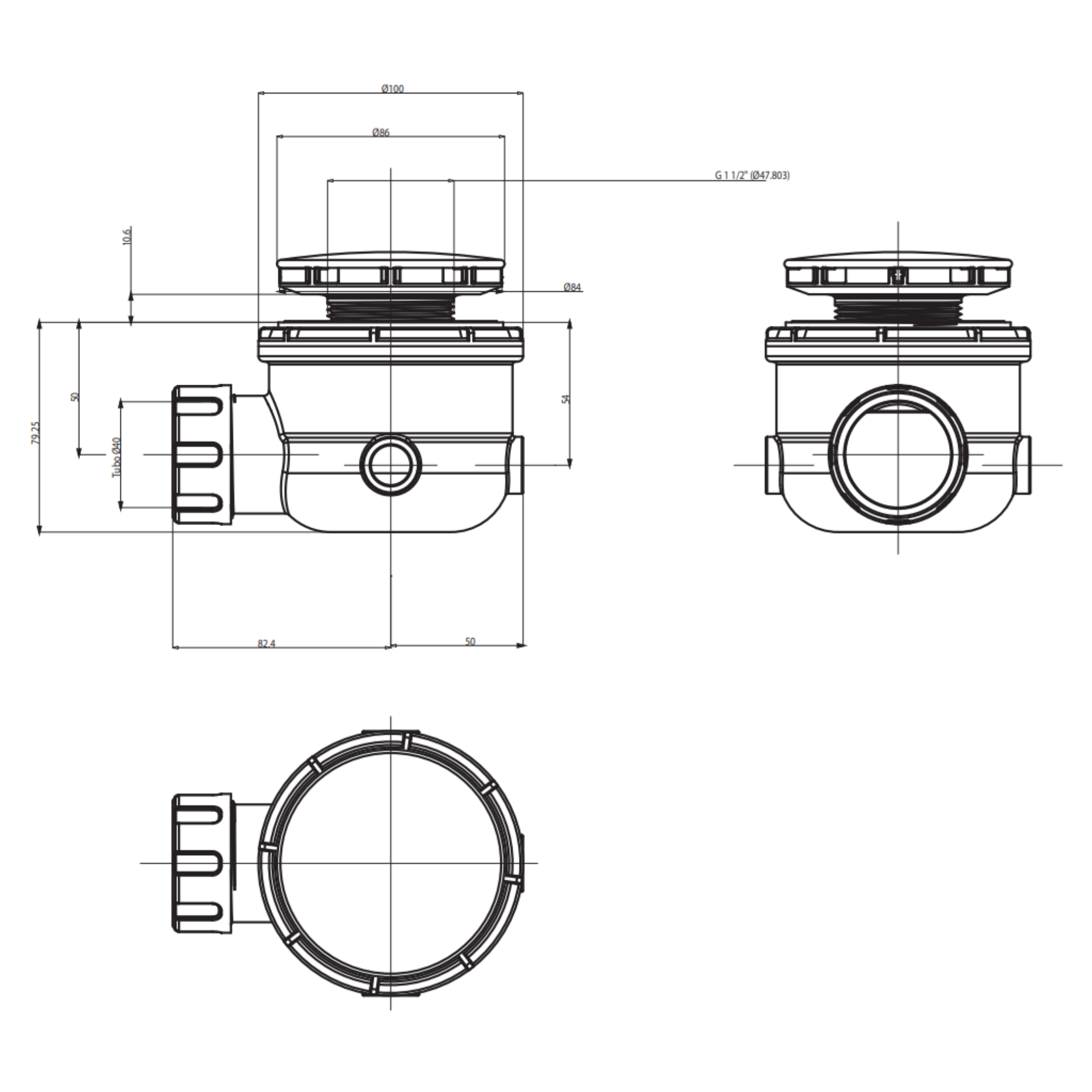 Sifone con piletta in CERAMICA (ø 90 mm) - Flaminia PLFC